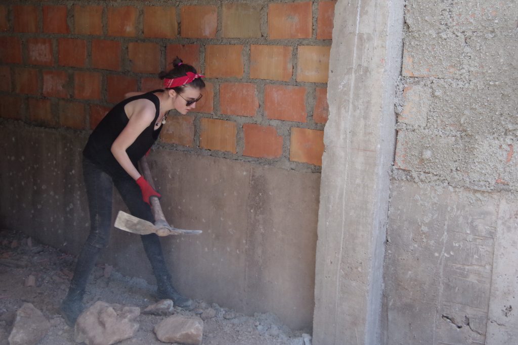 Lou preparing the walls